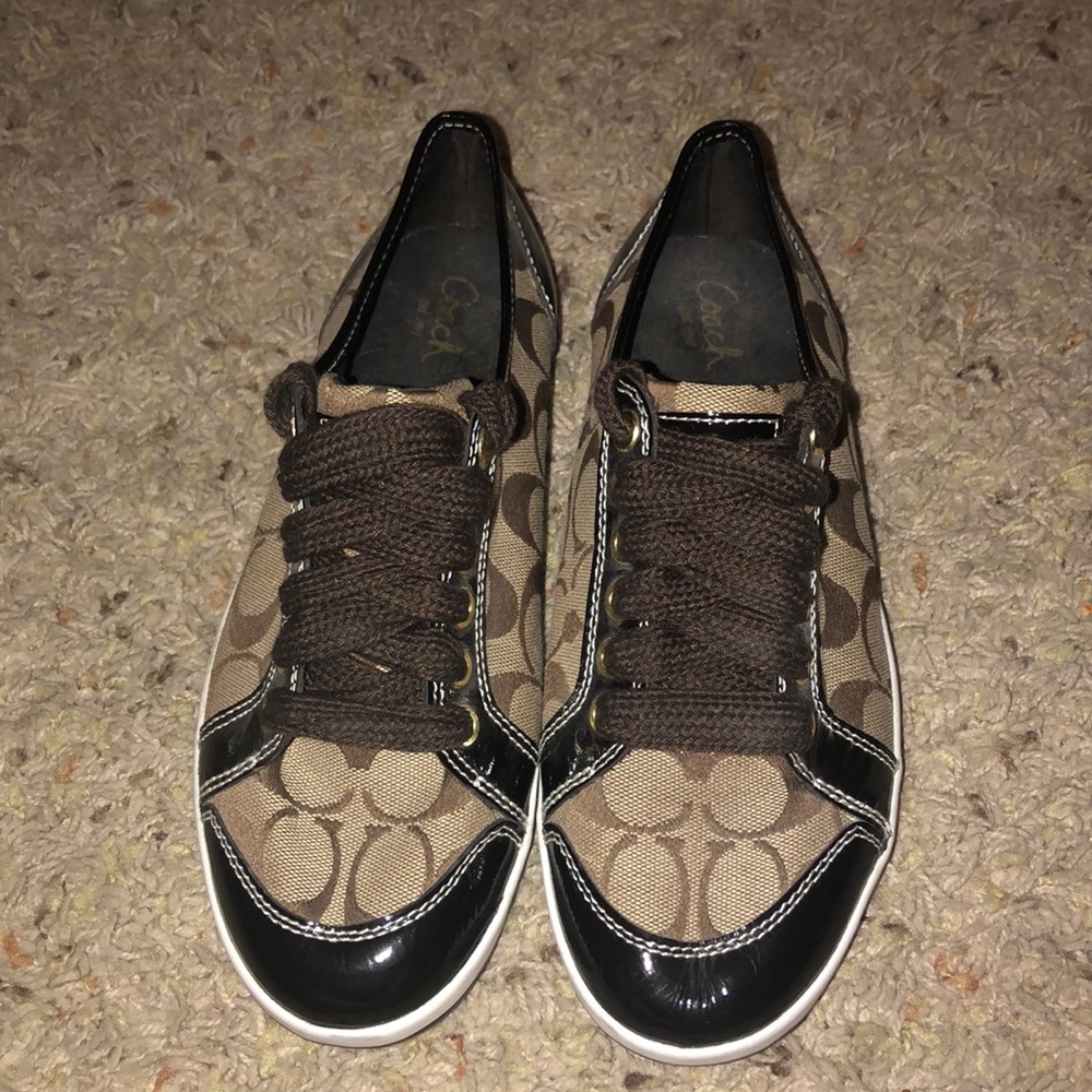Brown and tan Coach sneakers. NWOT